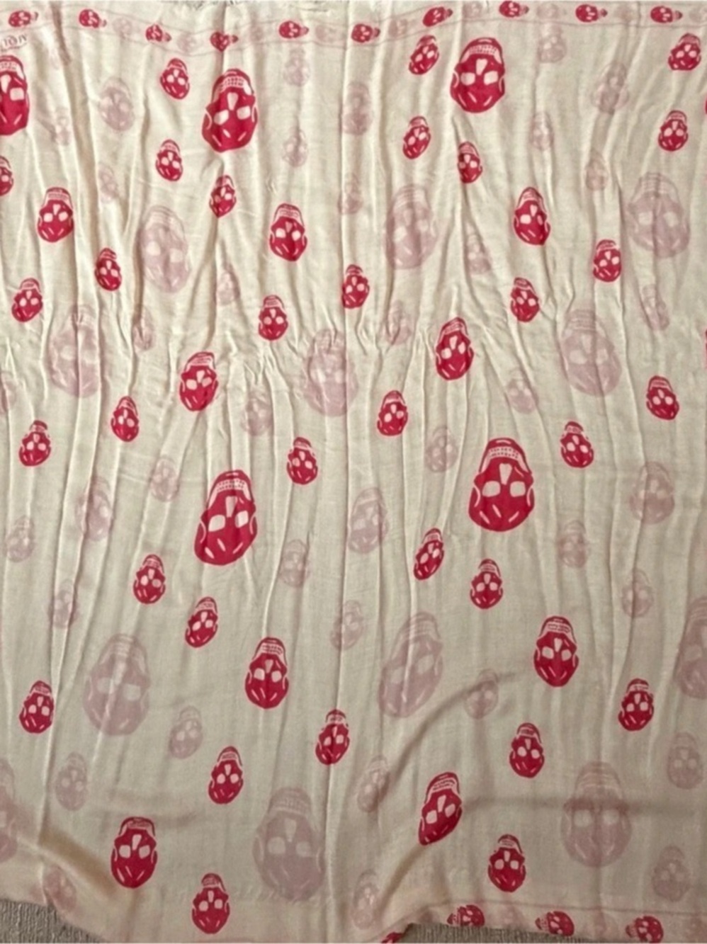 Alexander McQueen Classic Skull Print Scarf Red & Pink